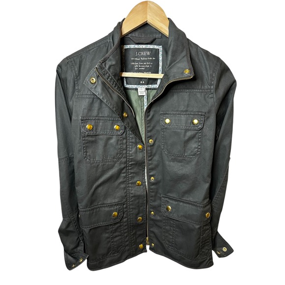 J.Crew Relaxed Boyfriend Field‎ Jacket - Dark Green, Gold Buttons - Size XS - Picture 1 of 10